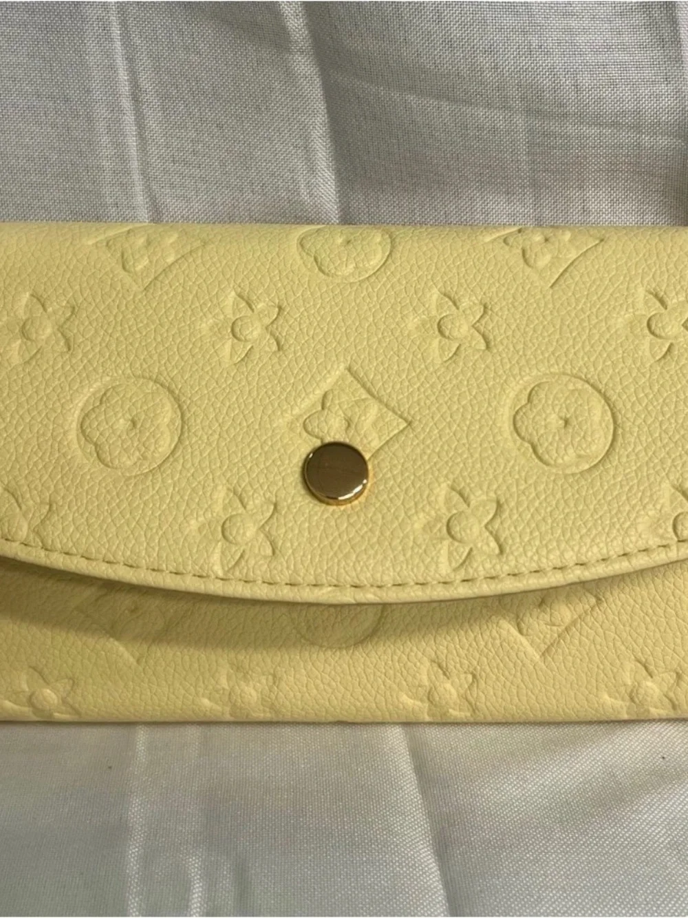 Yellow Embossed Floral Leather Wallet - Designer Style
